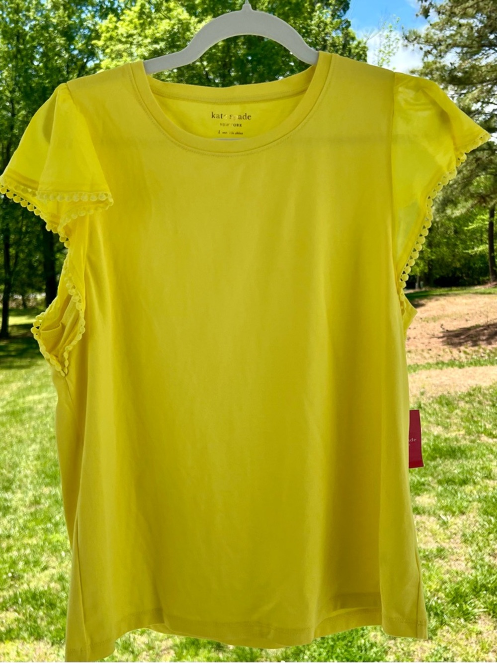 Kate Spade Yellow Flutter Sleeve Tee - Women’s L